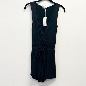 Antistar Super Soft Sleeveless Surplice Romper, Size XS Black